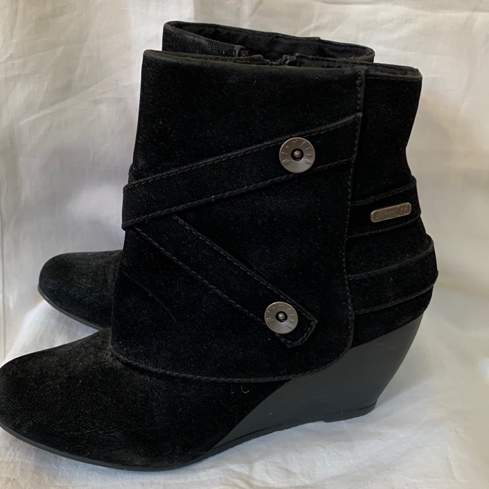 Ladies, black, faux, suede booties